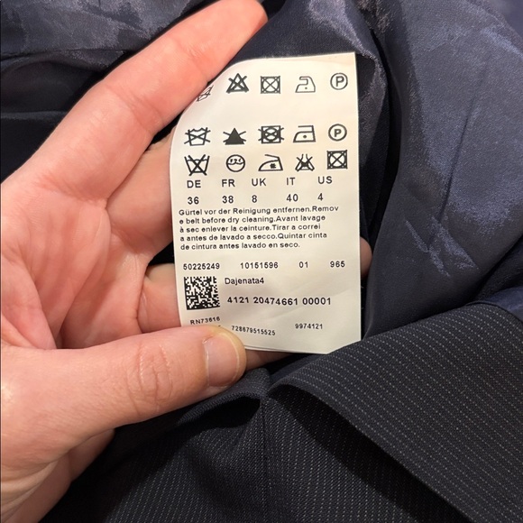 Hugo Boss Dajenata Navy Pinstripe Sleeveless Sheath Dress SZ US 4 EUC - Picture 4 of 6